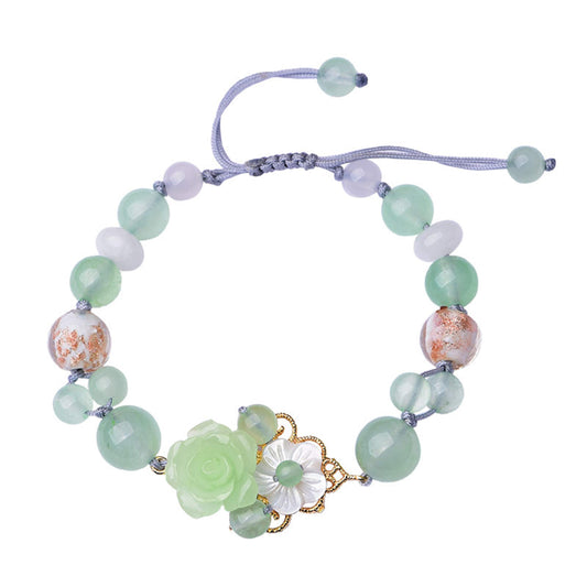 HL1971 Jade Beaded Elastic Bracelet Gradient Green Jade Bead Ladies Bracelet, Suitable for Christmas, Thanksgiving