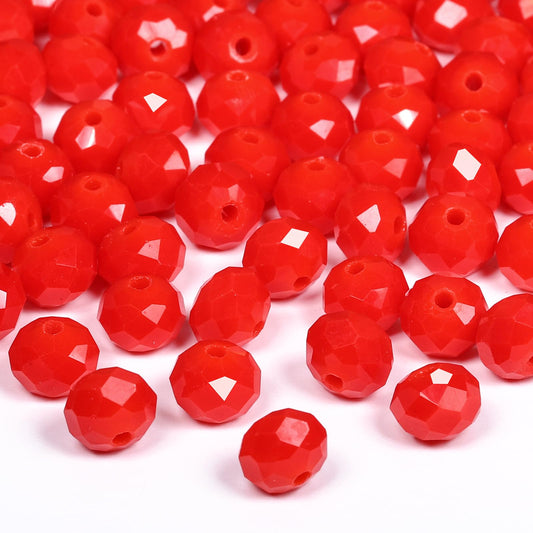 NITOPUPU 500pcs 6mm Crystal Glass Beads for Jewelry Making Faceted Rondelle Flat Porcelain Beads for Bracelets Necklace Earrings DIY Crafts (Red Porcelain Bead)