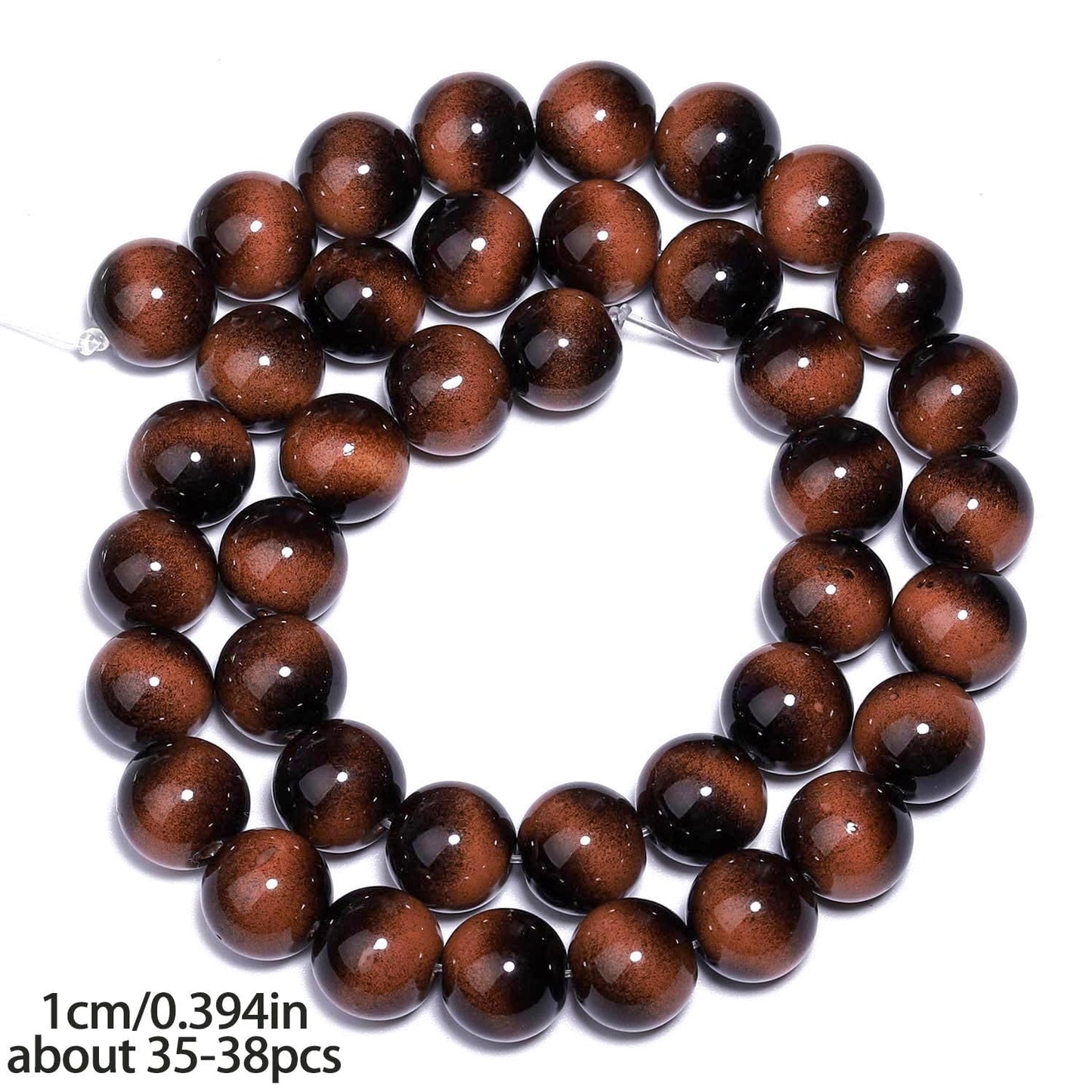 Song Xi 38PCS 10mm Brown Tiger Eye Gemstone Beads for Jewelry Making, Round Smooth Glass Beads for DIY Bracelet Necklace Earring Keychain, Arts and Crafts, for Christmas Wedding Birthday