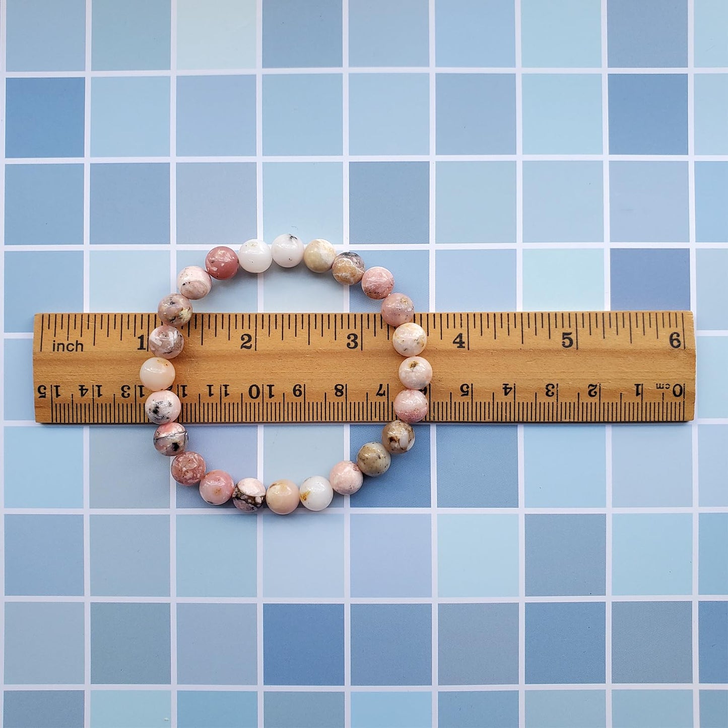 chengmu 8mm Pink Opal Stretch Bracelet for Women Round Beads Semi Gemstone for Crystal Elastic Beaded Bracelet 7.5"