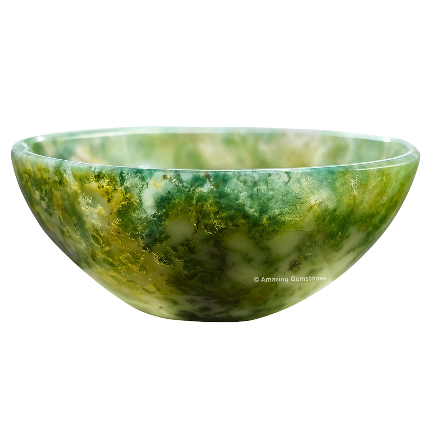 Moss Agate Crystal Bowl - 2 Inch Decorative Bowls for Room and Home Decor - Gemstone Healing Crystals for Elegant Display, Positive Energy Balance and Gift