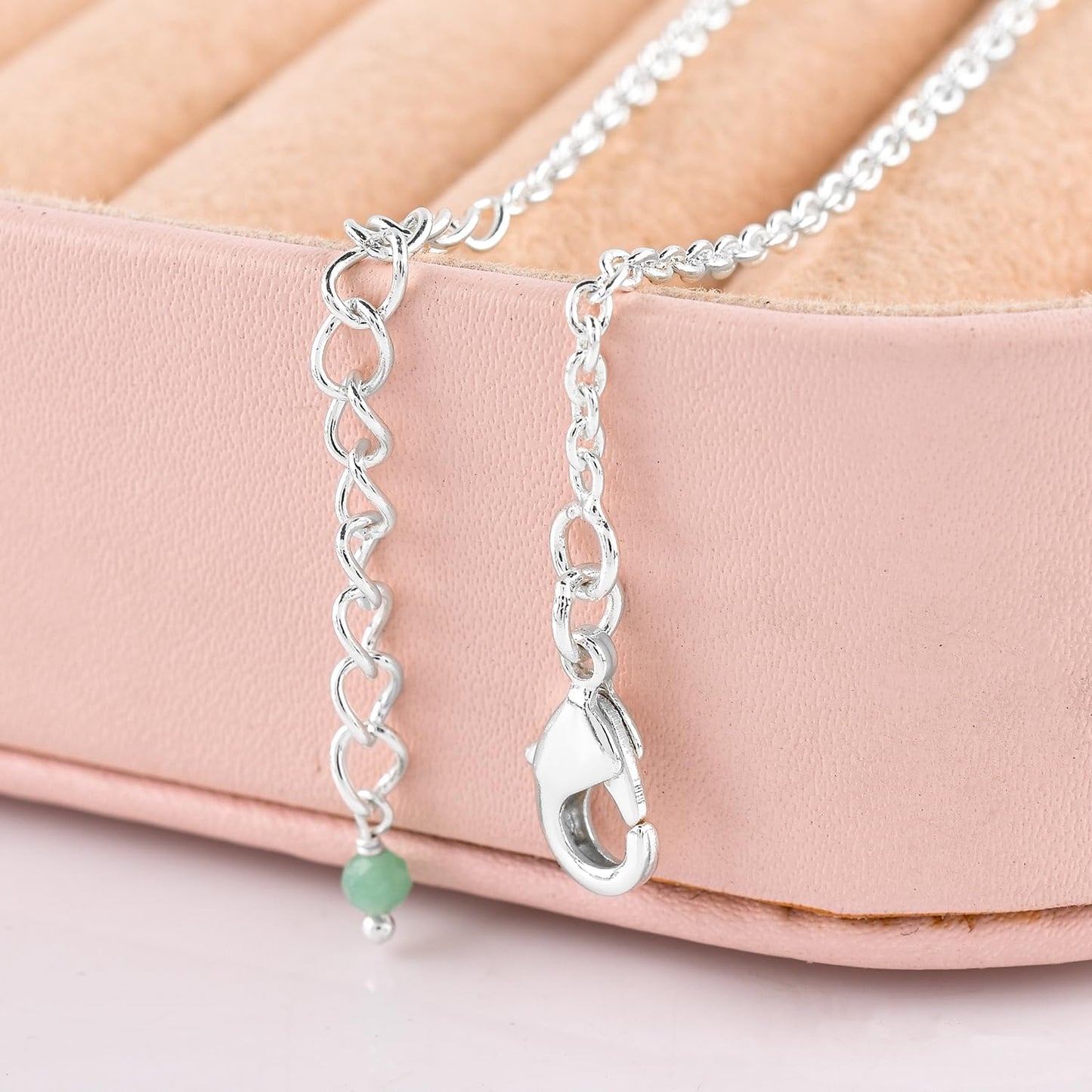 YANARA Emerald Ankle Bracelets for Women, Waterproof Anklets For Women, Natural May Birthstone Green Beaded Dainty Boho Summer Beach Jewelry, 9”+1.25” Adjustable Silver Plated Chain, Non Tarnish Foot Jewelry