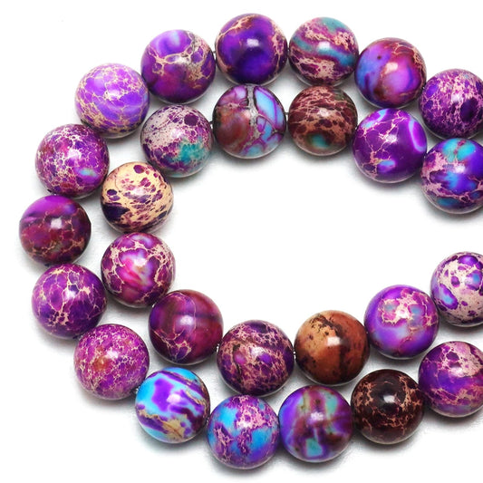 DIQIO Natural Stone Gemstone Beads for Jewelry Making - Galaxy Sea Sediment Jasper Beads for Bracelets, 6mm Semi Precious Crystal Round Beads(58-60pcs, 6mm)
