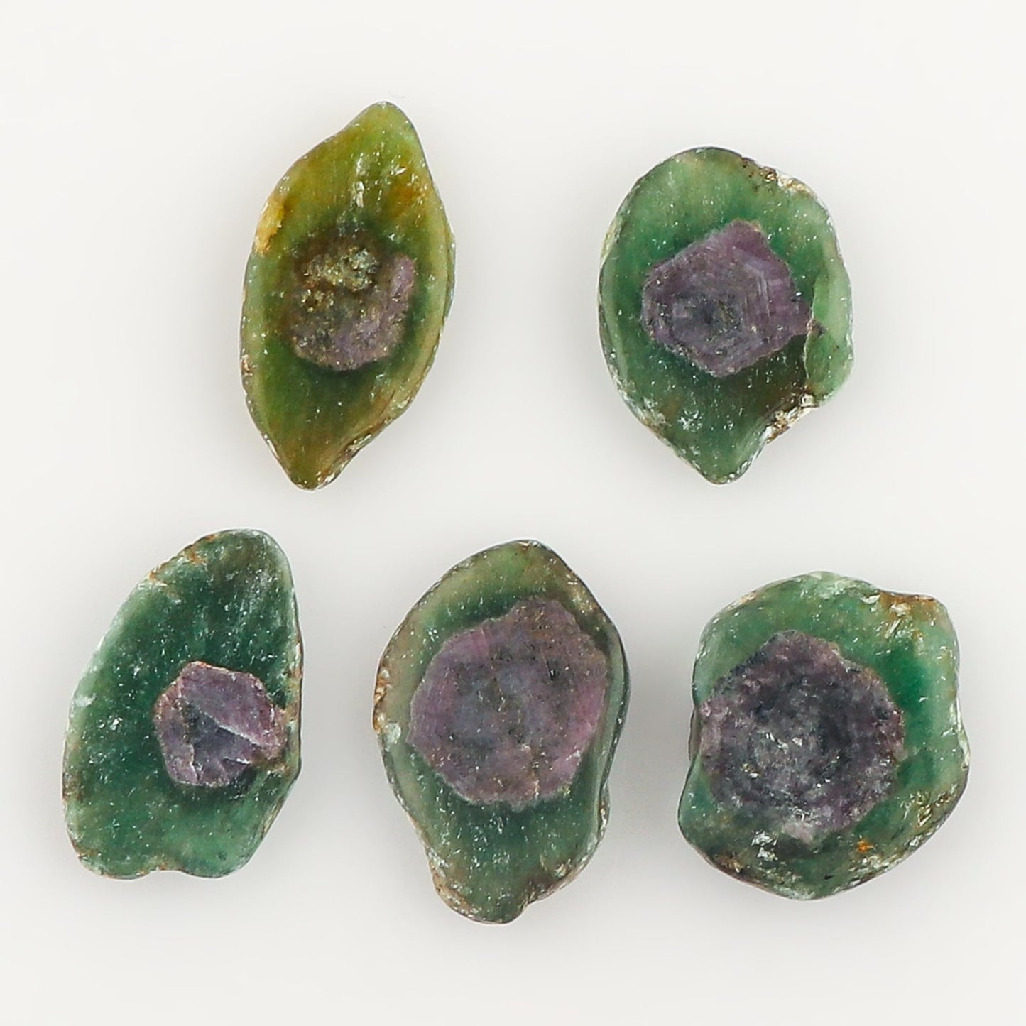 CRYSTALINES (5pcs) Natural Bi-Color Sapphire Gemstone, Wholesale Polished Slice, Loose Stones Supplies, DIY Crafts Jewelry Making, Reiki & Healing Crystals, Wisdom Stones, Gem Collection