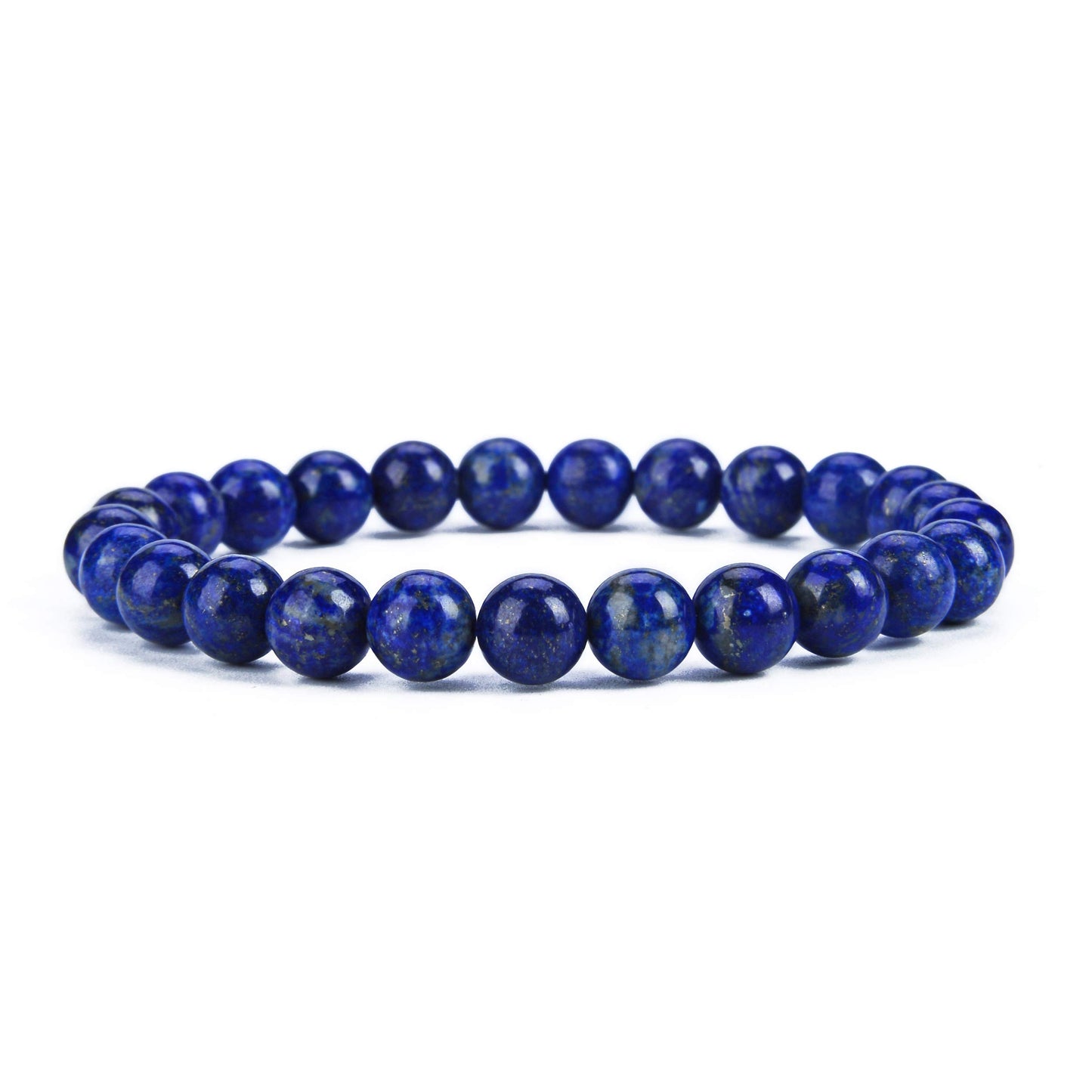 Cherry Tree Collection Blue Lapis Lazuli Beaded Bracelet – Genuine 8mm Gemstone Stretch Bracelet for Men & Women – Handmade Crystal Bracelet - (Blue Lapis Lazuli - L)