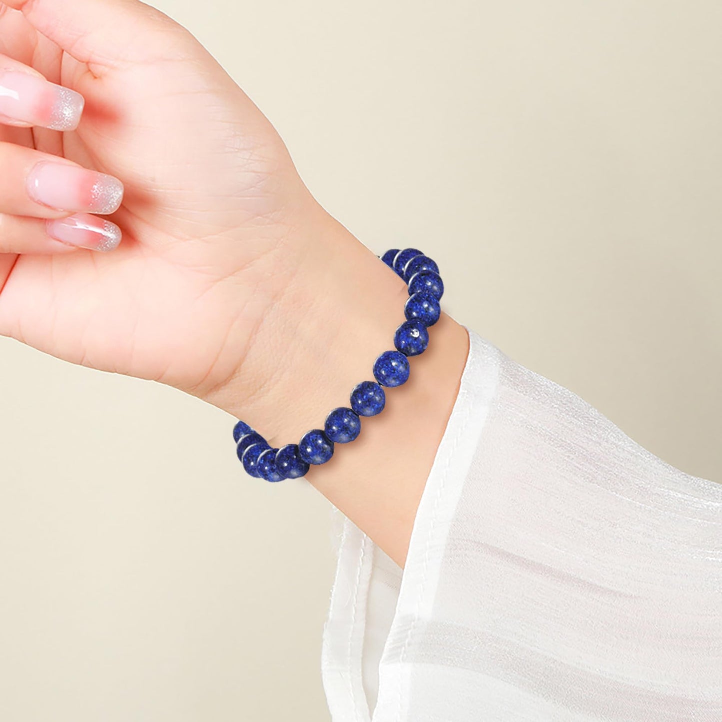 Udolfly Womens Crystal Beaded Bracelets for Women Men Protective Energy Bracelet Natural Gemstone Bead Bracelet 6mm Lapis
