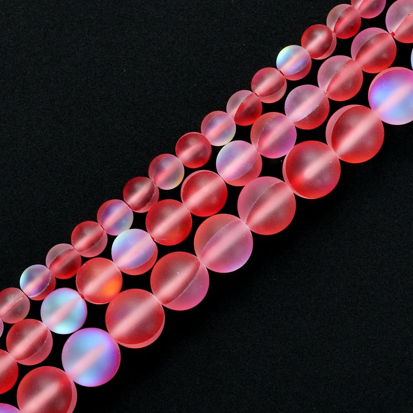 uxcell Matte Crystal Glass Beads 6mm Synthetic Frosted Shining Semi-Precious Round Loose Beads Synthetic Moonstone for Jewelry Making DIY Bracelet, Red