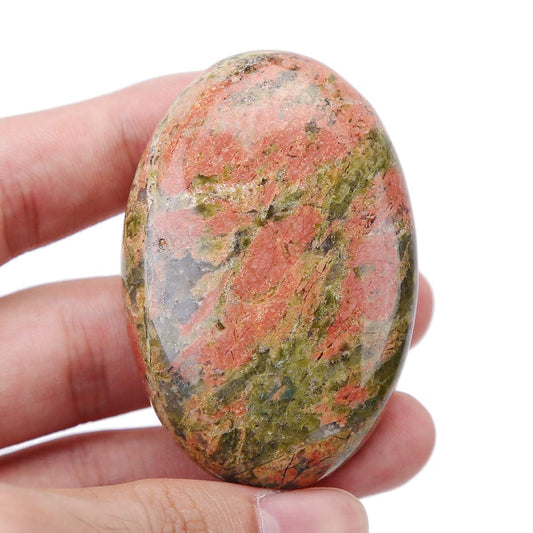 Loveliome Natural Unakite Oval Polished Worry Stones, Healing Crystal Indoor Fountain Stones Massage Energy Anxiety Relief Items