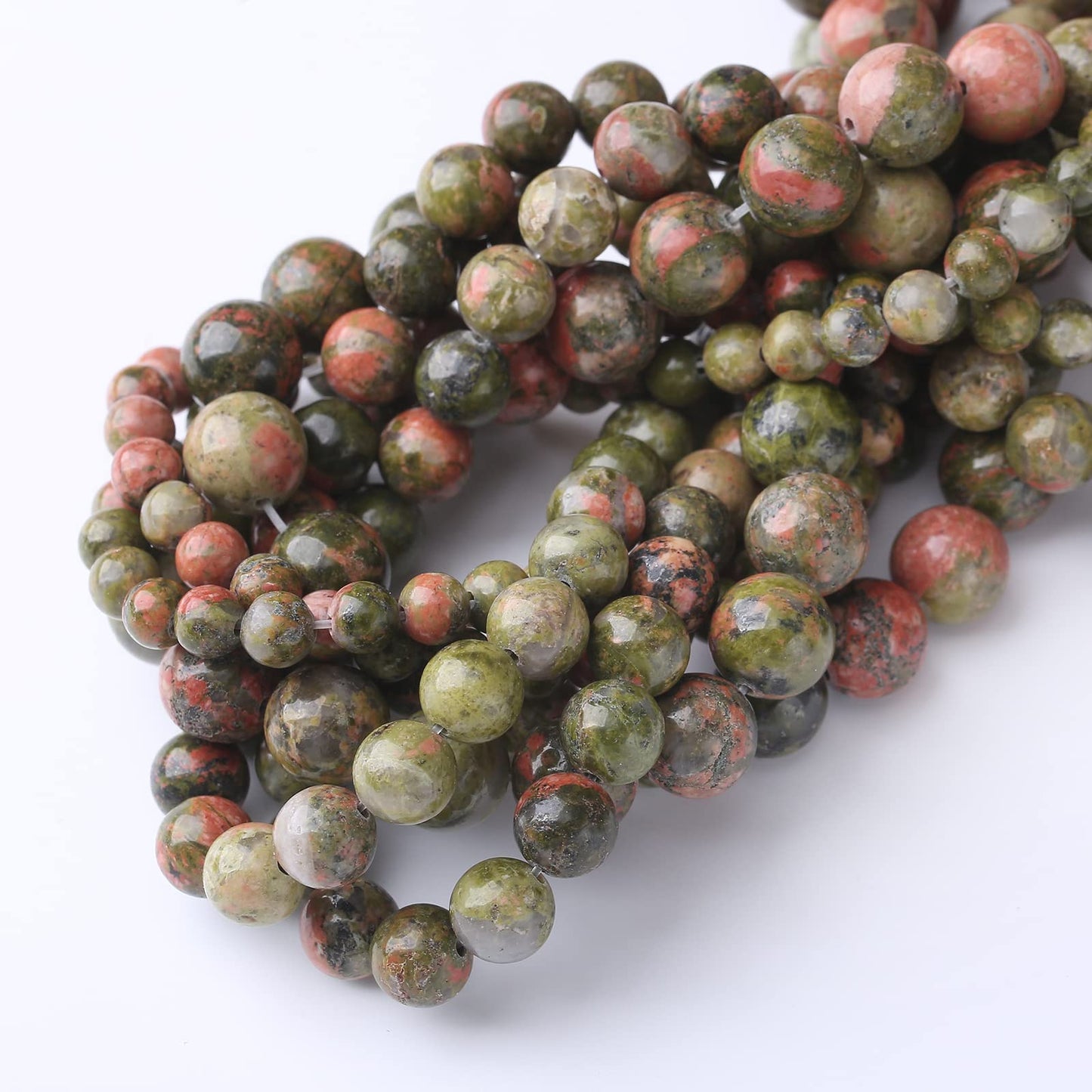 32PCS 12MM Natural Unakite Stone Beads Energy Healing Beads for DIY Jewelry Bracelet Necklace Making for Jewelry Making15Inch