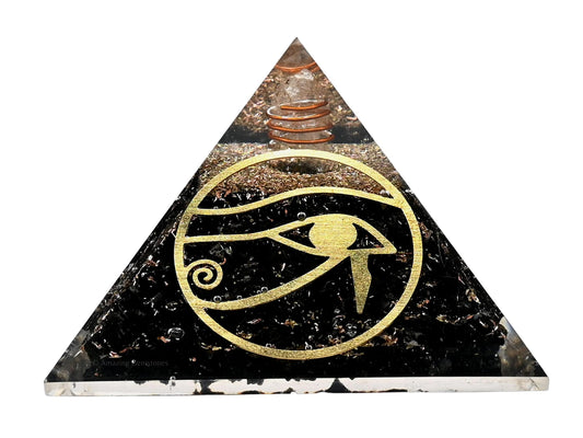 Amazing Gemstone Large Black Tourmaline Orgonite Pyramid | Eye of Ra Organ Pyramid for Positive Energy Healing
