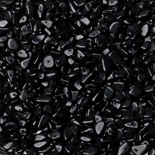 ZHIYUXI 400pcs Obsidian Black Beads 5-8mm Crystals Gemstones for Bracelet Making 2 Strands Irregular Stone Loose Rocks Bead for Jewelry Making Hole Drilled Natural Chips DIY Necklace Craft Gifts