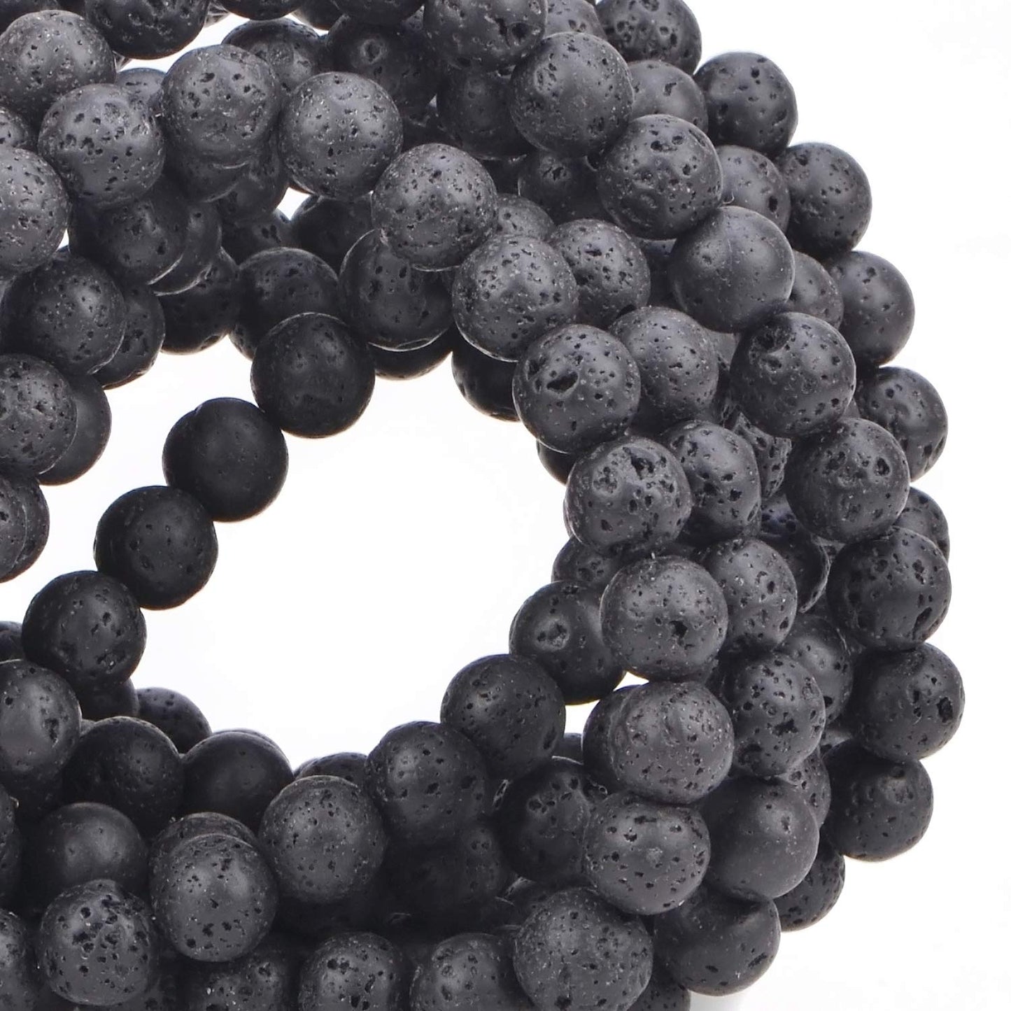 80Pcs Natural Crystal Beads Stone Gemstone Round Loose Energy Healing Beads with Free Crystal Stretch Cord for Jewelry Making (Black Lava, 10mm)