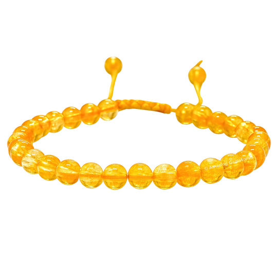 Amazing Gemstone Citrine Onyx Bracelet, Gifts For Men & Women - Protection Healing Crystal Bracelet - 6mm Gemstone Beaded Adjustable Bracelet, Pulseras Para Hombres Mujer Stocking Stuffers