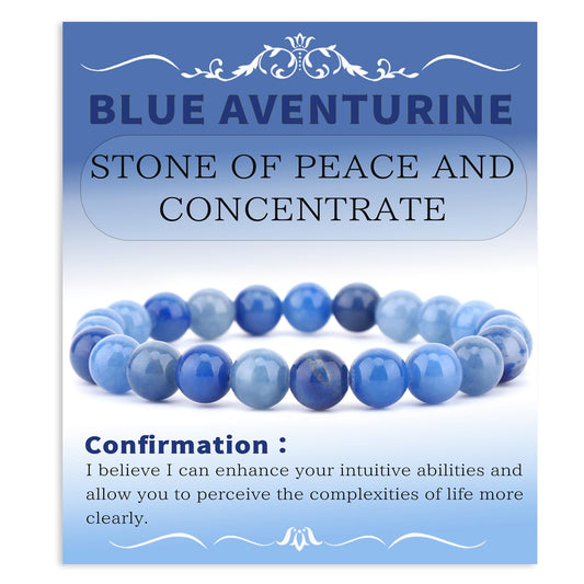 Bymitel 8mm Blue Aventurine - Handmade Reiki Gemstone Stretch Bracelet, Natural Beauty & Spiritual Essence, Crystal Healing for Unisex Adults