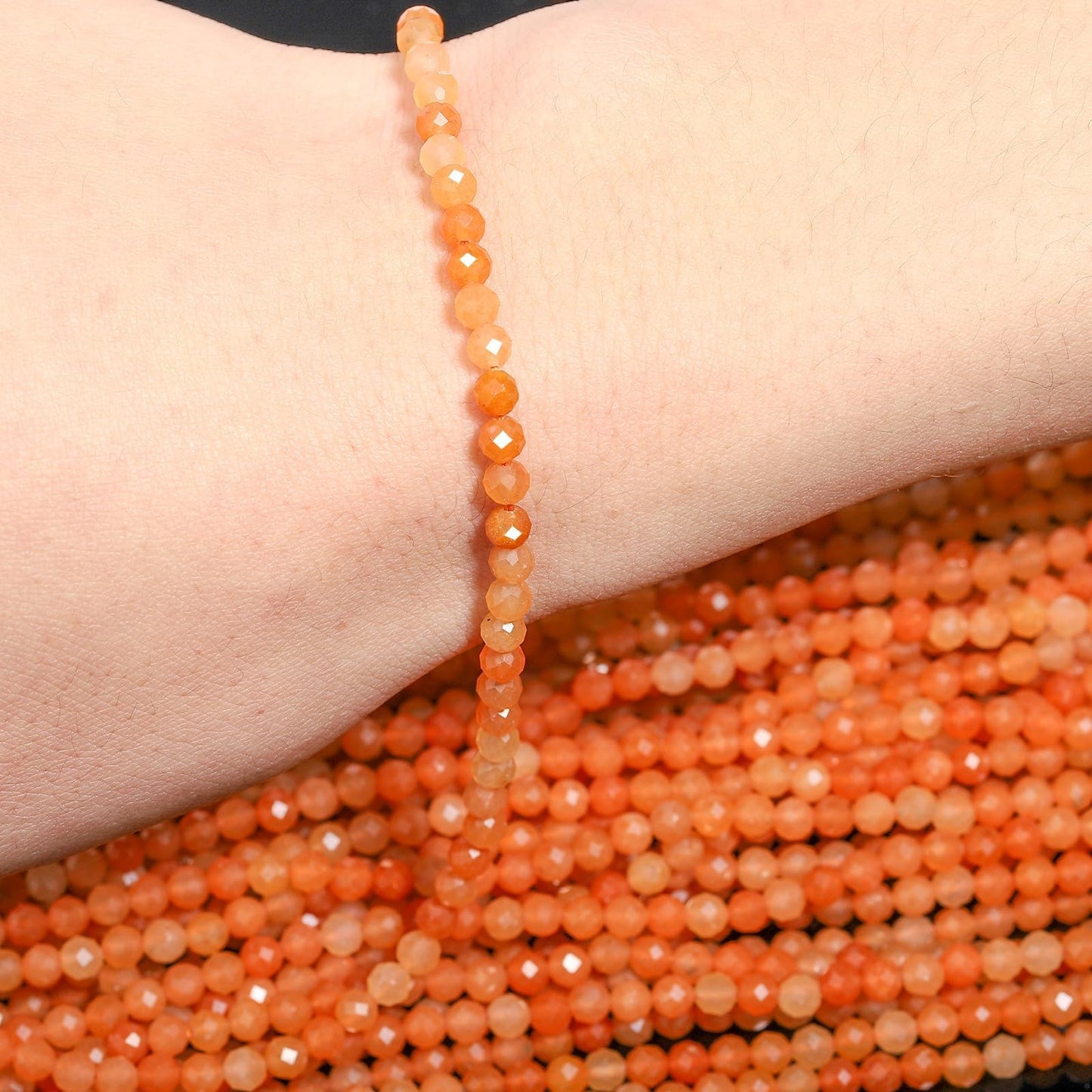 Song Xi 180pcs 2mm Natural Red Aventurine Gemstone Beads Faceted Round Loose Stone Beads for Jewelry Making (1 Strand)