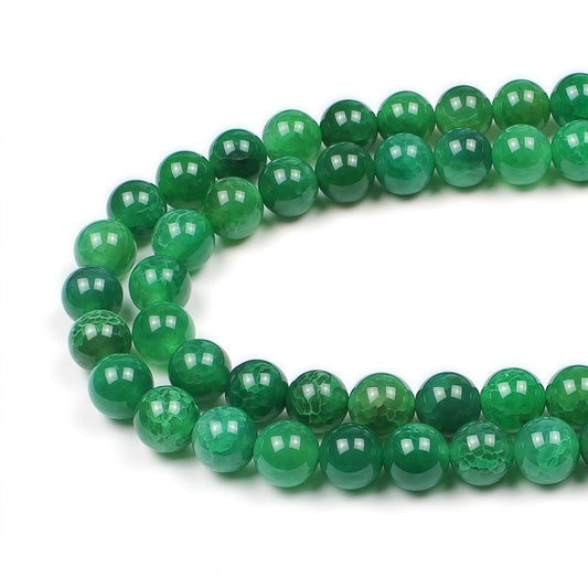 MJDCB Natural Stone Beads 8mm 43pcs Round Green Dragon Vein Agate Loose Gemstone Bead Charms for Jewelry Making Bracelet Necklace Earring Pendant