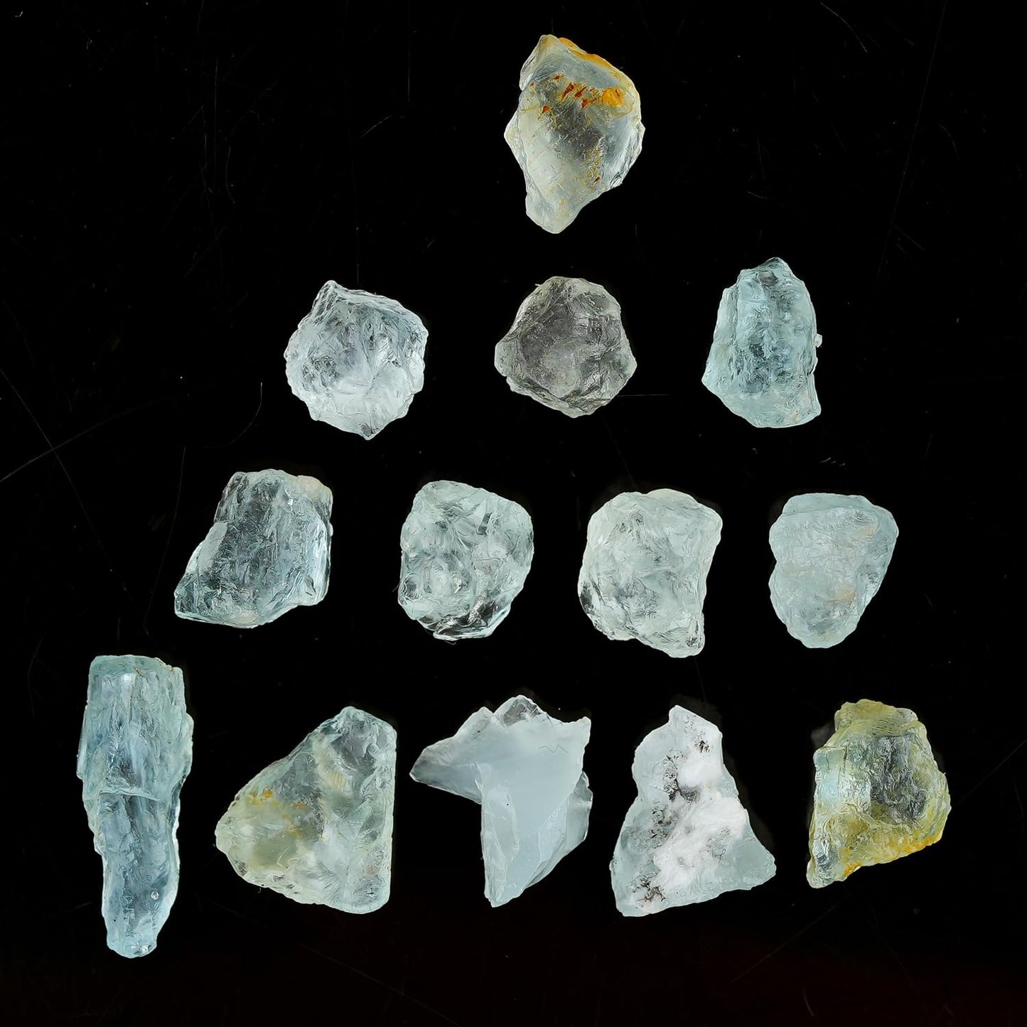 ColouredRocks 50 carats. AQUAMARINE Crystals, Raw Stones, Rough Gemstones, Jewelry Making Supply, Cabbing, Polishing, Cutting, DIY, Crafts (13-15 pcs.) (6-10 mm.)