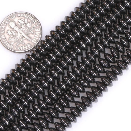 HAAMIIQII 160pcs 8mm Natural Black Hematite Loose Gemstone Beads Rondelle Shape Spacer Stone Beads for Jewelry Making DIY Bracelets Necklaces Crafting