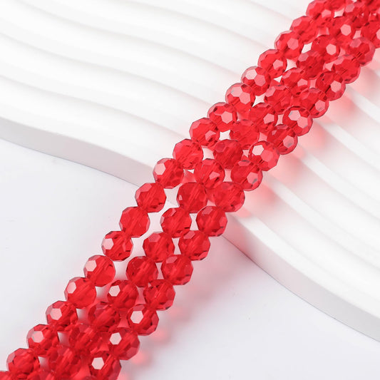 200PCS8MMBoutique Red Round Crystal Glass Beads for Jewelry Making,Novborcz Glass Beads Faceted Rondelle Beads DIY Glass Crystal Beads for Bracelets Necklace Pendants Jewelry Making DIY Craft