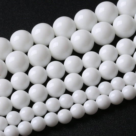 32PCS 12MM Natural White Agate Stone Beads Round Shape Suitable for Jewelry DIY Bracelet 15 Inches