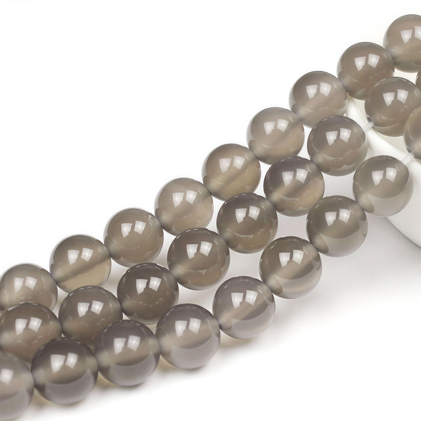 MJDCB 7A Natural Grey Agate Gemstone Round Stone Beads for Jewelry Making DIY Bracelet Necklace (8mm)