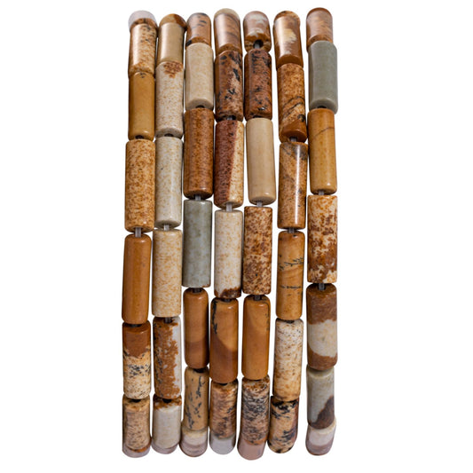 Natural Blown Picture Stone Cylinder Tube Beads 4x13mm 38cm/str Loose Semi Gemstone Stone Beads for Making Bracelets Necklace Earrings