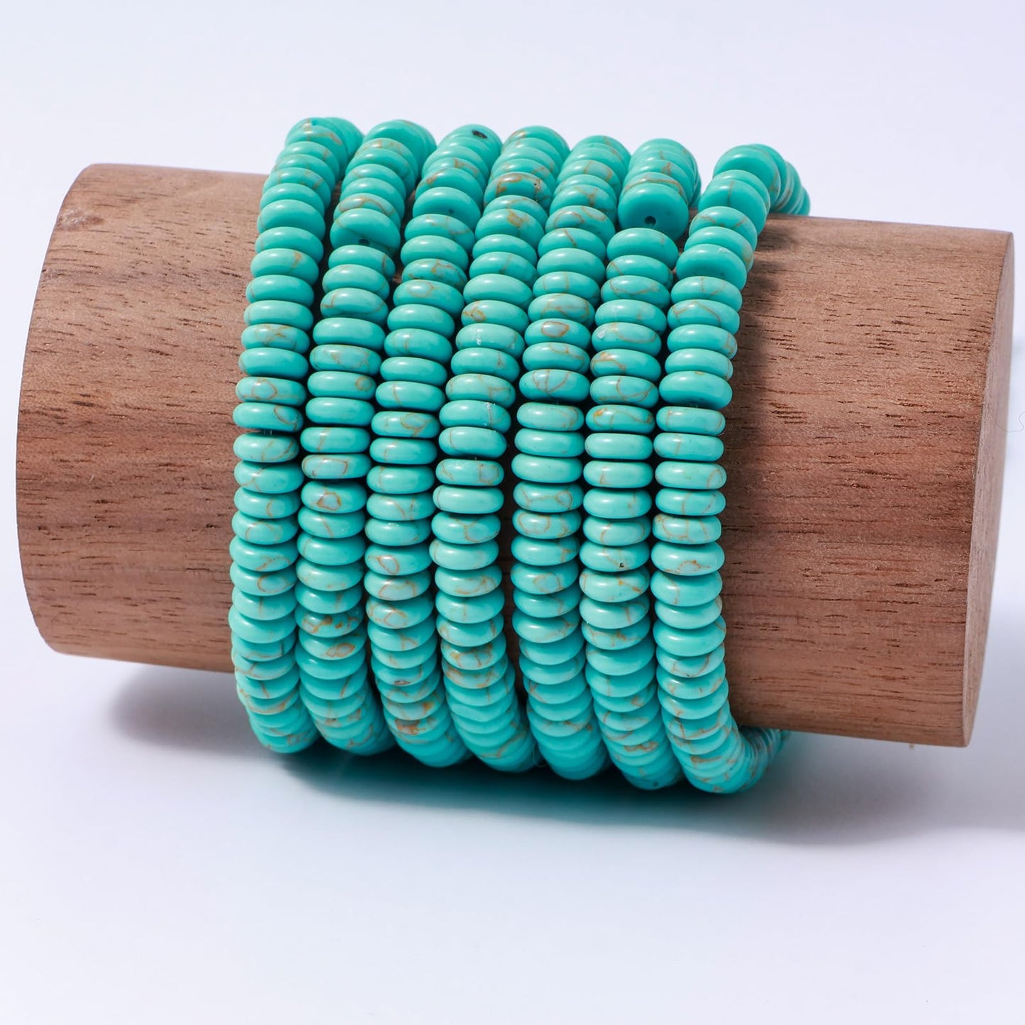 Natural Blue Turquoise Disk Stone Spacer Beads 6x2mm 38cm/str Flat Rondelle Loose Semi Gemstone Caps for Making Bracelets Necklace