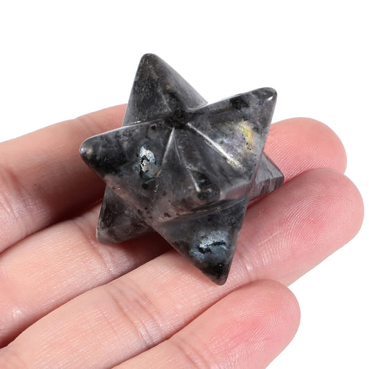 Loveliome Natural Labradorite Merkaba Crystal Protection Sacred Meditation Energy Generator Healing Chakra Six-Pointed Star 1 Inch
