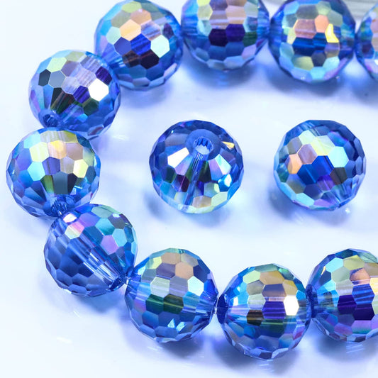 Dowarm 150PCS 6MM Round Crystal Glass Beads for Jewelry Making, Faceted Crystal Beads for Crafts Bracelet Wind Chimes Suncatcher, #5003 Crystal Rondelle Spacer Beads, Loose Gemstones, Light Blue AB