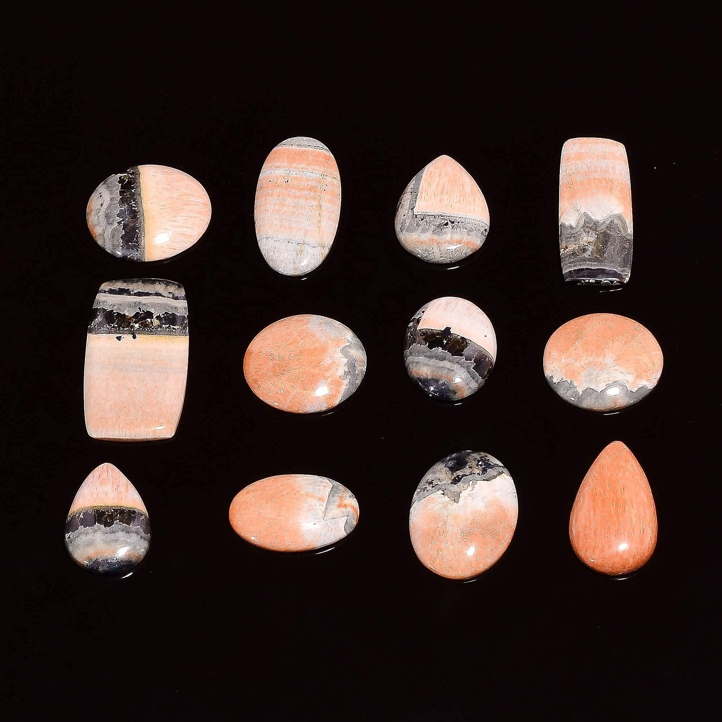 GEMKORA™ 3pcs Natural Celestobarite Gemstone Wholesale Cabochons Lot, Jewelry Making Loose Gemstone, Polished Home Decor Specimen, DIY, Wire Wrapping, Reiki, Healing Crystals, Bulk Gemstone Deal