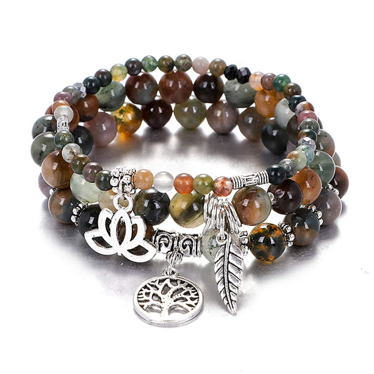 UEUC Tree of Life Yoga Healing Stone Bracelets,Multilayer Lotus Chakra Stone Reiki Bracelet Sets,Anxiety Crystal Natural Stone,for Women Stress Relief