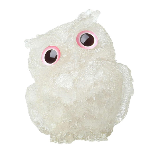 LAIDANLA Clear Quartz 2.4" Owl Statue Natural Healing Crystal Cute Owl Animal Figurine Pocket Sculpture Reiki Spiritual Energy Gemstone Home Office Room Desk Decor Gifts for Women Men