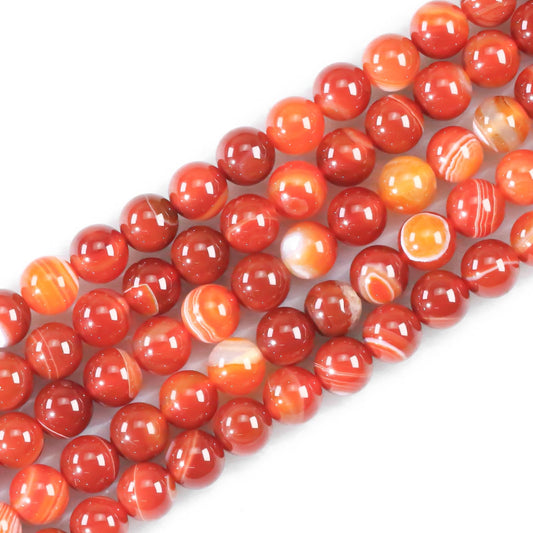 Natural Gemstone Round Loose Beads for Jewelry Making DIY Crystal Energy Healing 1 Strand 15" (Red Stripe Agate, 4mm (15"/Strand))