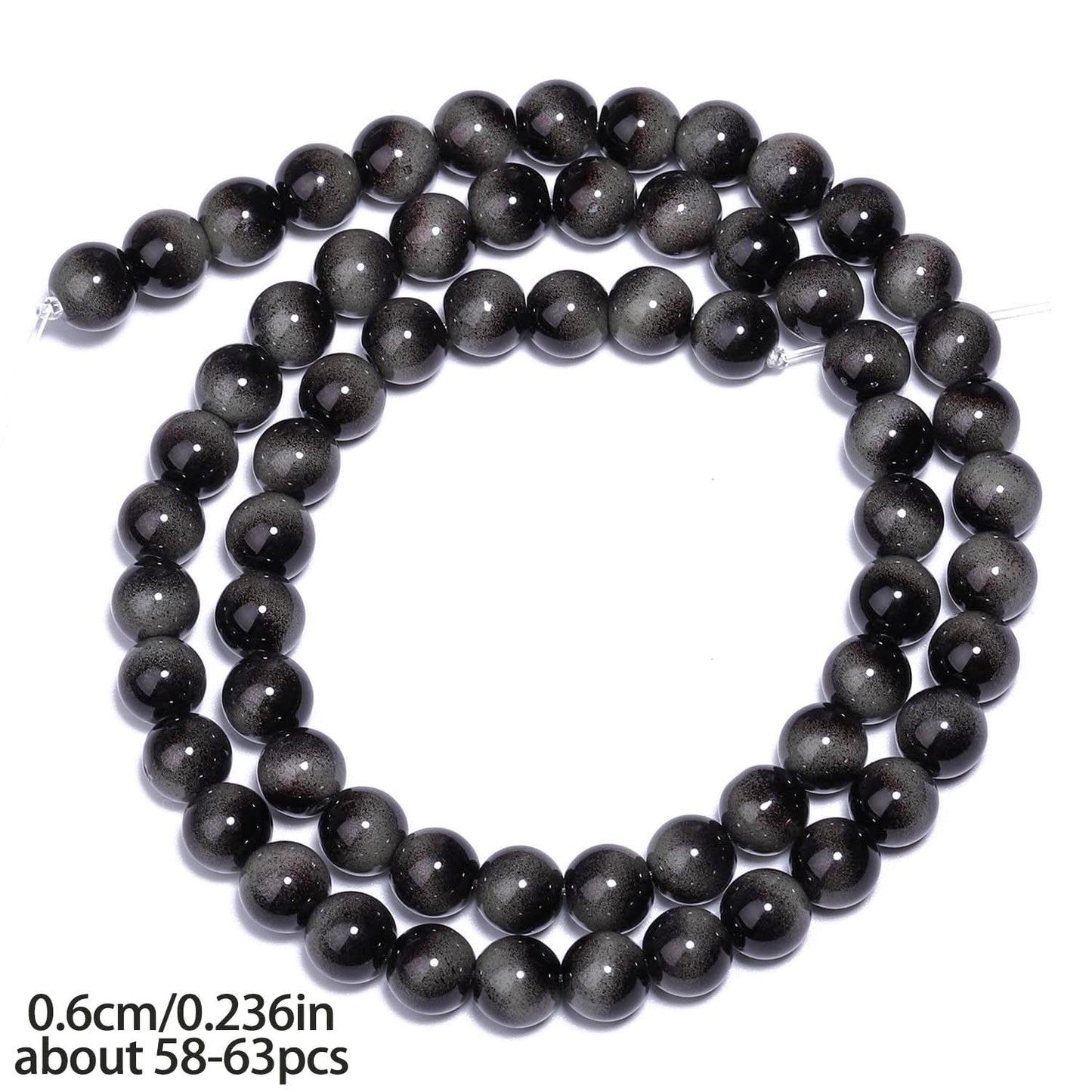Song Xi 60PCS 6mm Grey Tiger Eye Gemstone Beads for Jewelry Making, Round Smooth Glass Beads for DIY Bracelet Necklace Earring Keychain, Arts and Crafts, for Christmas Wedding Birthday