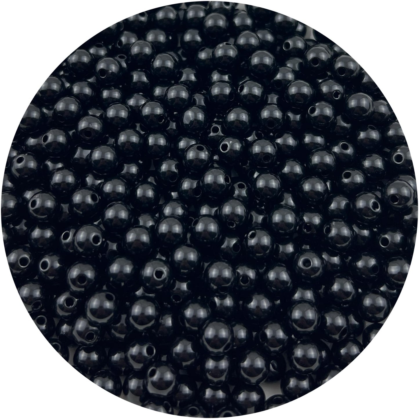 Mulutoo 1000Pieces 6MM Acrylic Round Beads Round Acrylic Balls Chunky Beads Smooth Spacer Plastic Pastel Beads Craft Beads for Necklace and Bracelet Making Crafting Supplies(201-black)