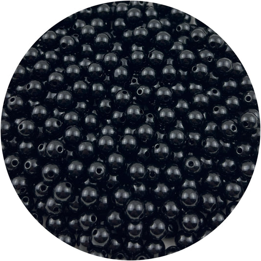 Mulutoo 1000Pieces 6MM Acrylic Round Beads Round Acrylic Balls Chunky Beads Smooth Spacer Plastic Pastel Beads Craft Beads for Necklace and Bracelet Making Crafting Supplies(201-black)