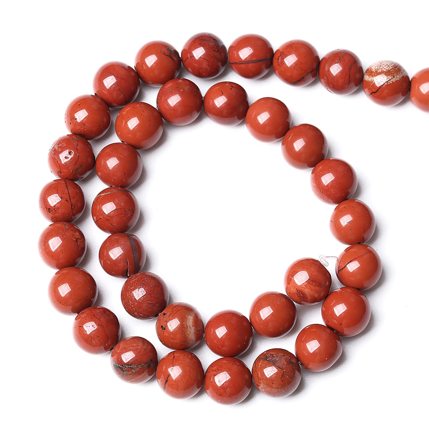12MM 30PCS Natural Stone Chinese Red Jaspers Spacer Beads for Jewelry Making DIY Bracelet
