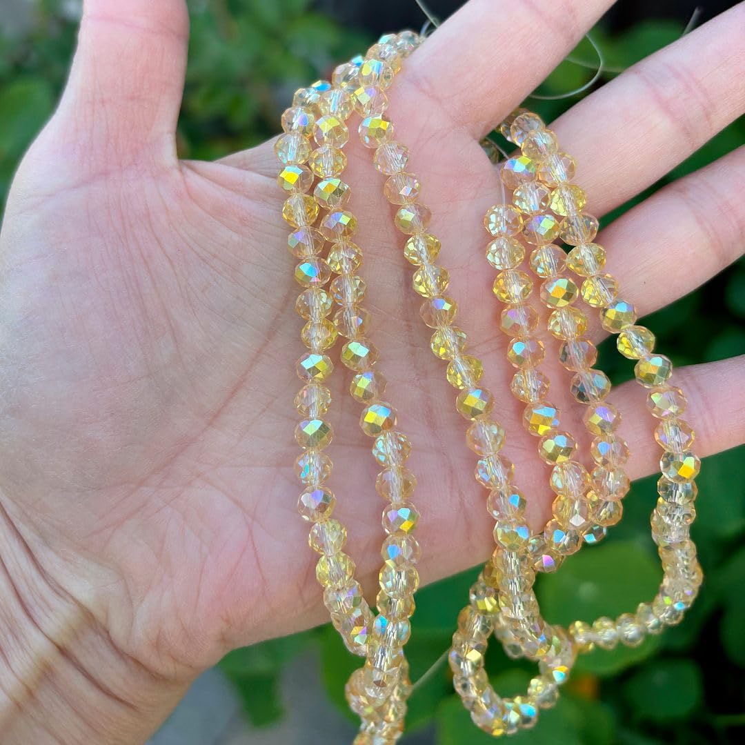 1000pcs Czech Faceted Rondelle Crystal Glass Loose Beads 6mm Spacer Bulk Gold Shimmer for DIY Craft Jewelry Making CCR638