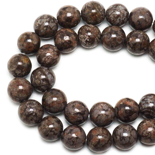 DIQIO Natural Coffee Snow Jasper Beads Round Loose Stone Beads - Gemstone Beads for Jewelry Making, 6mm Brown Crystal Beads for Bracelets(58-60pcs, 6mm, Coffee Snow Jasper)