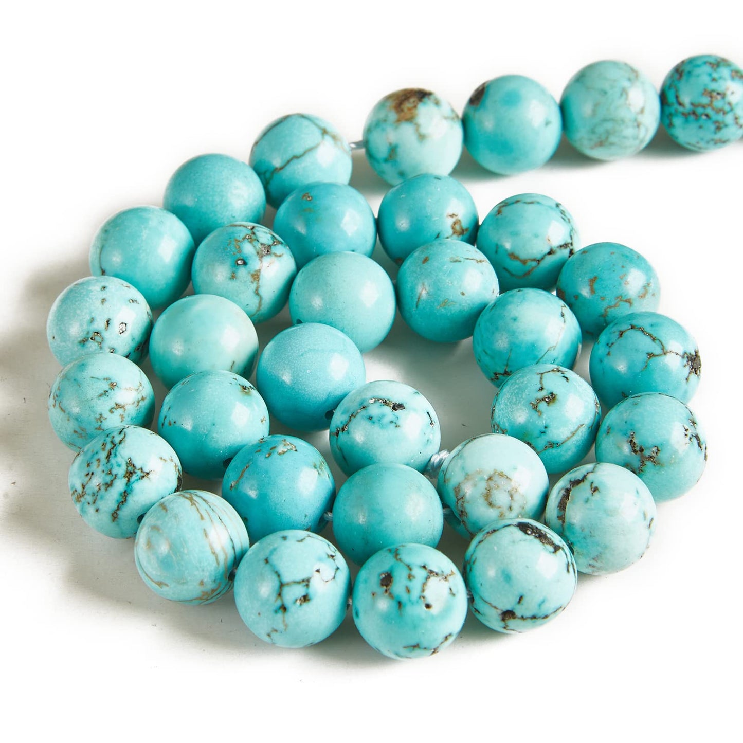 100pcs 10mm Turquoise Beads Natural Gemstone Beads Round Loose Beads for Jewelry Making