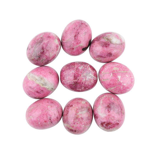 ColouredRocks (8-10 pcs. THULITE, Oval Shape, Natural Cabochon Crystals, Loose Gemstone, Wholesale Polished Supply, Jewelry Making, DIY Craft, Gem Collection (8x10mm approx.)