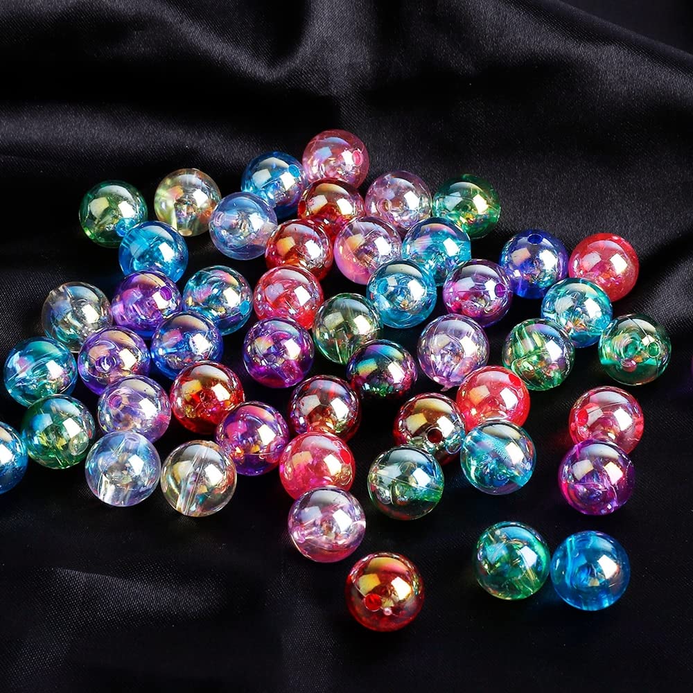 300 Pcs 8mm Acrylic Round Beads AB Colors Round Spacer Beads for Earring Bracelet Necklace Key Chains Jewelry DIY Craft Making(Red AB)