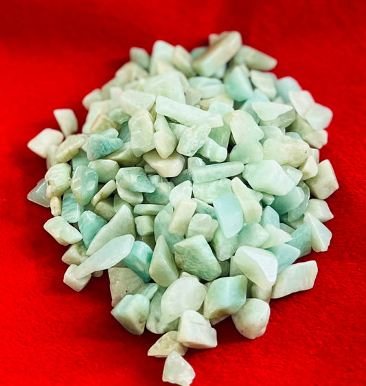 Indian Consigners Natural Crushed Polished Tumbled Gem Stone Chips, Decoration & Healing Crystals (Amazonite)