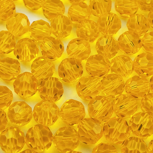 YUEXIGO 400pcs 3mm Round Crystal Glass Beads for Jewelry Making, Faceted Crystal Glass Spacer Beads for Bracelet Earring Necklace DIY Craft(Gold Yellow)