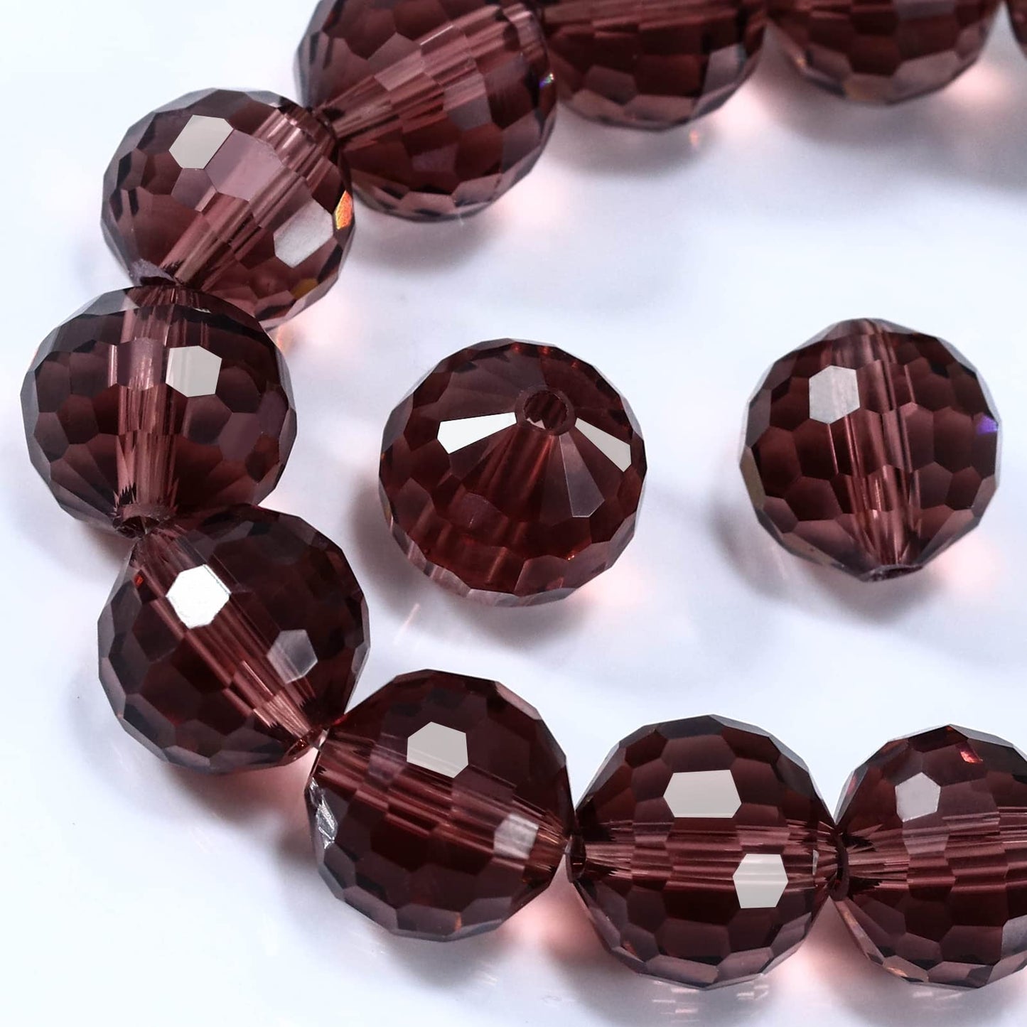 Dowarm 10MM Round Crystal Beads for Jewelry Making, Purple Faceted Crystal Glass Beads for Crafts Bracelet Wind Chimes Suncatcher, #5003 Rondelle Spacer Beads, Loose Gemstones, 50PCS