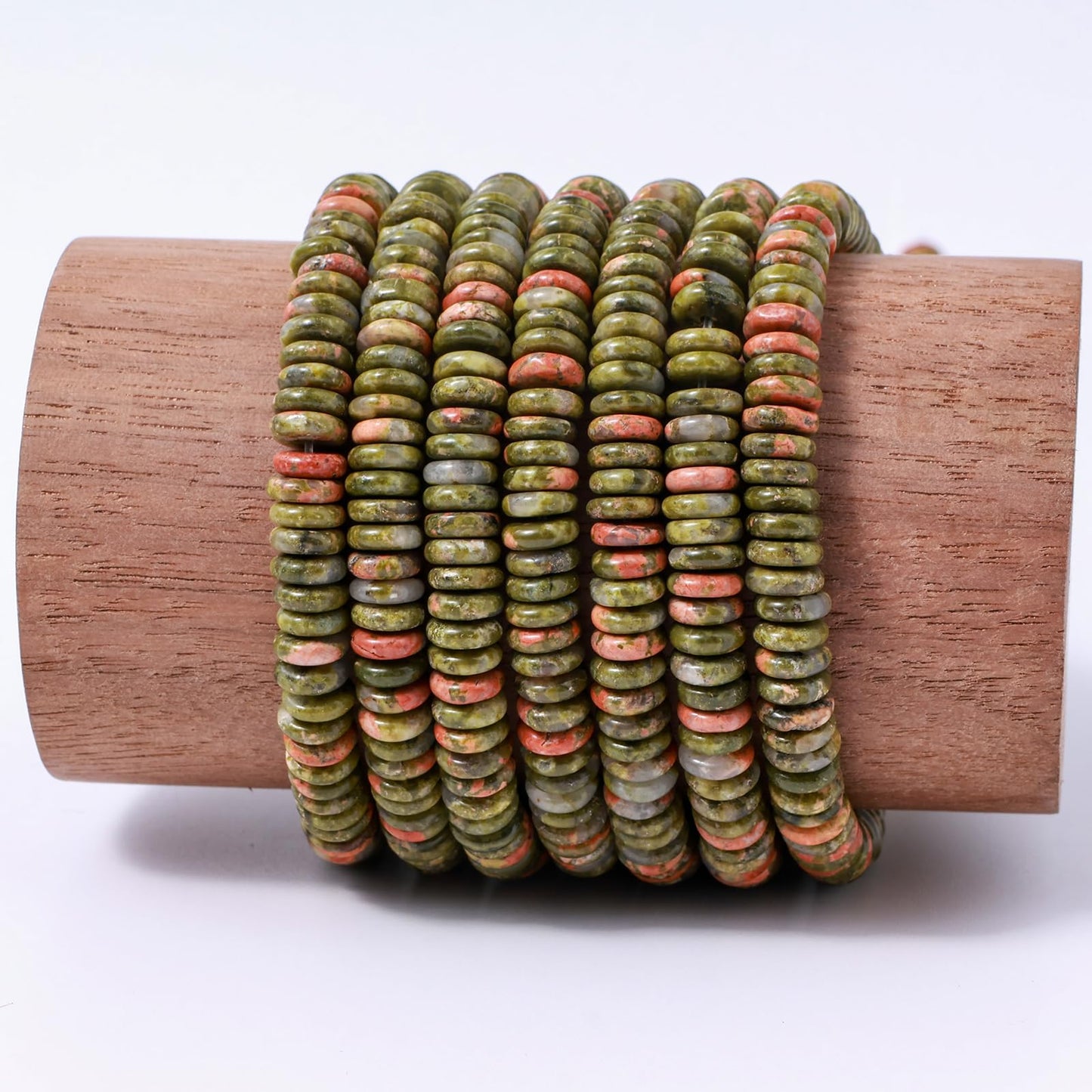Natural Unakite Disk Stone Spacer Beads 6x2mm 38cm/str Flat Rondelle Loose Semi Gemstone Caps for Making Bracelets Necklace