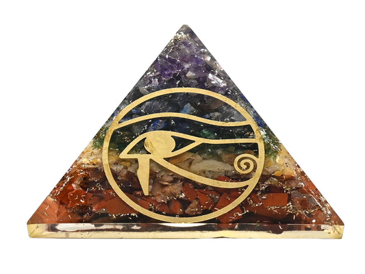 Amazing Gemstone Large Orgone Pyramid | Natural Chakra Pyramid Crystal | Eye of Horus Orgonite Pyramid | Organ Pyramids Positive Energy Healing