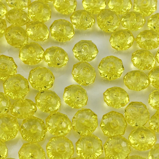 YHYPOCI 200pcs 10mm Acrylic Crystal Beads, Faceted Rondelle Acrylic Spacer Beads for Wind Chimes Bracelet Necklace Earring Keychain Jewelry Making DIY Crafts(Lemon Yellow)