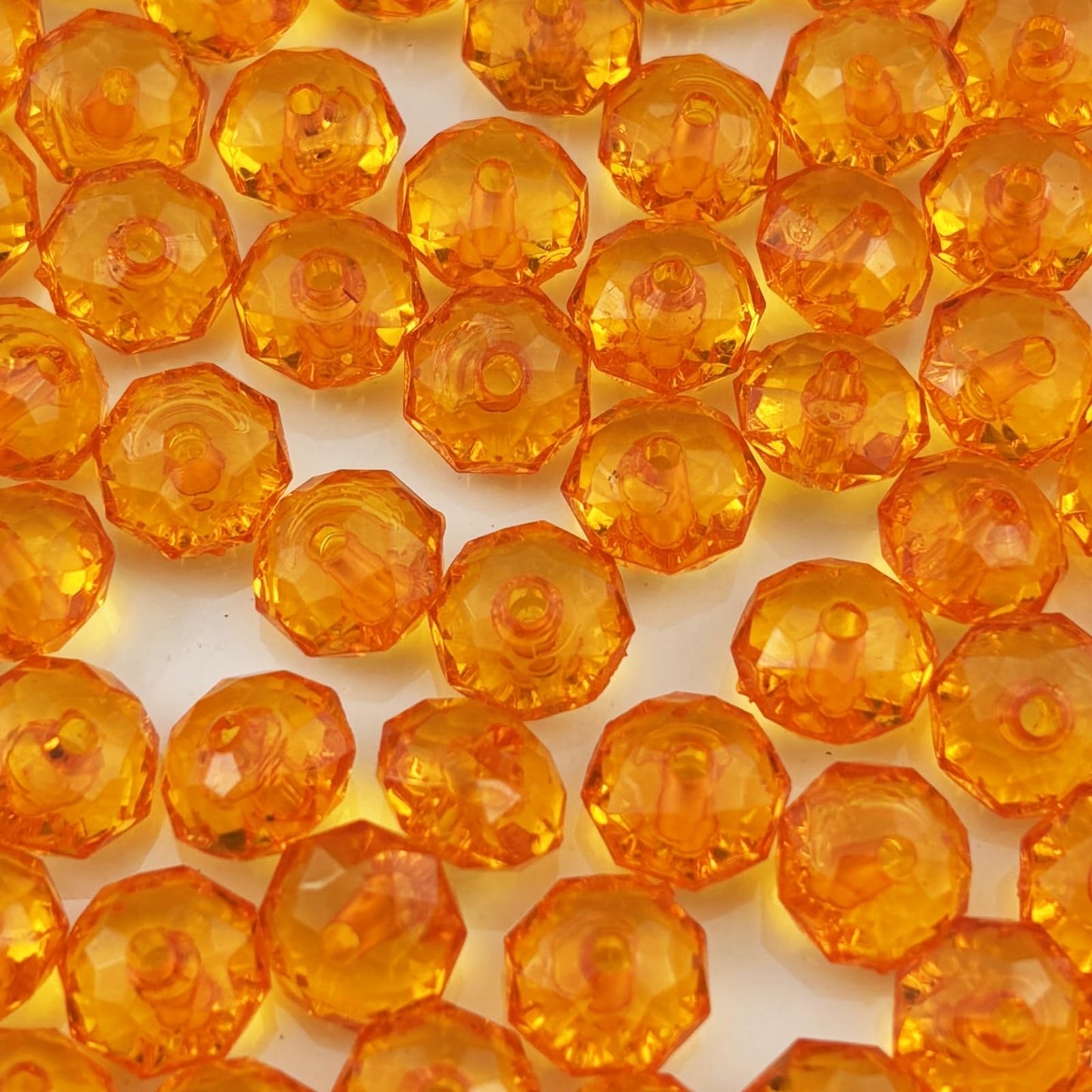 YHYPOCI 100pcs 12mm Acrylic Crystal Beads, Faceted Rondelle Acrylic Spacer Beads for Wind Chimes Bracelet Necklace Earring Keychain Jewelry Making DIY Crafts(Orange)