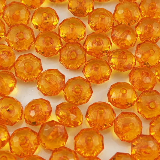 YHYPOCI 100pcs 12mm Acrylic Crystal Beads, Faceted Rondelle Acrylic Spacer Beads for Wind Chimes Bracelet Necklace Earring Keychain Jewelry Making DIY Crafts(Orange)